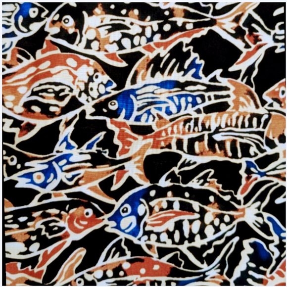 NEW Pure Silk Fish Pattern Hawaiian Shirt JOS A. BANK MEN'S M Wick Batik Style - Picture 12 of 13